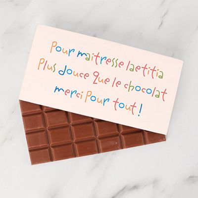 Tablette de chocolat personnalisée - Mots d'enfants pour maîtresse