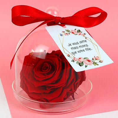 Rose éternelle personnalisée en forme de coeur - Belle Maman