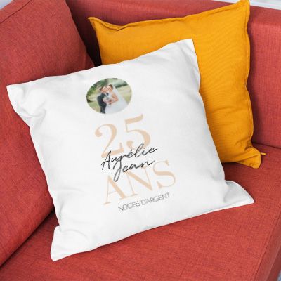 Coussin personnalisé anniversaire de mariage - Noces d'Argent
