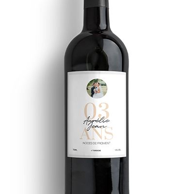 Bouteille de vin personnalisée anniversaire de mariage - Noces de Froment