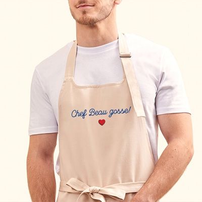 Tablier personnalisé brodé - Beige