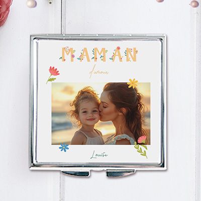 Miroir de sac personnalisable - Amour Fleuri