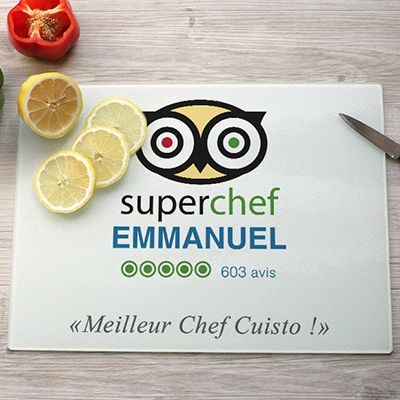 Planche à découper en verre personnalisée - Super Chef