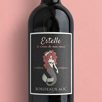 Bouteille de vin de Bordeaux personnalisée message - Sirène