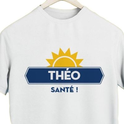 T-shirt blanc homme personnalisé pour un Théo