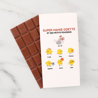 Tablette de chocolat personnalisée - Famille poussins
