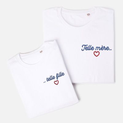 T-shirts brodés Maman et Enfant - Coeur