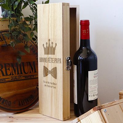 Coffret en Bois de Pin avec Gravure Coffret pour Homme Maverton Boîte Caisse à Vin Personnalisée en Bois pour Anniversaire Déco pour 2 Bouteilles à vin 