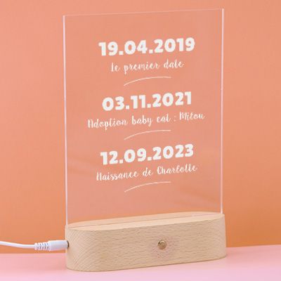 Lampe 3D personnalisée - Dates importantes