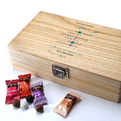 Coffret de chocolats Monbana personnalisé - Acrostiche Maitresse/Maitre