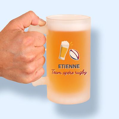Chope de bière personnalisée - Apéro Rugby