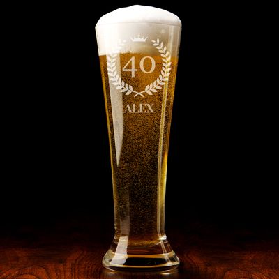 Verre à bière personnalisé flûte - Lauriers