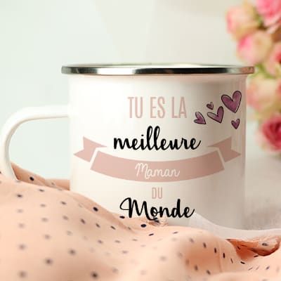 Mug émaillé personnalisé femme - Meilleure du monde