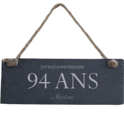 Plaque de porte en ardoise femme 94 ans