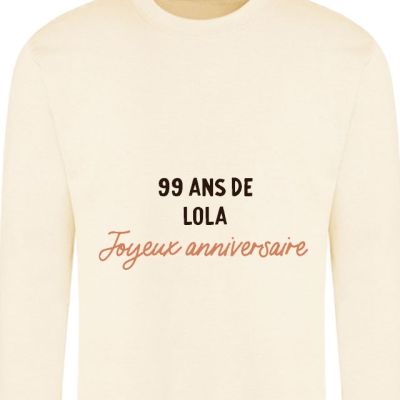 Sweat message personnalisable femme 99 ans