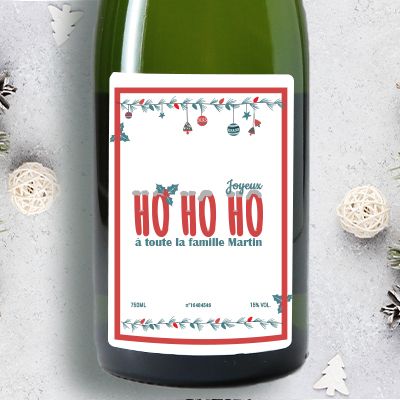 Bouteille de champagne personnalisée Noël - Ho Ho Ho !