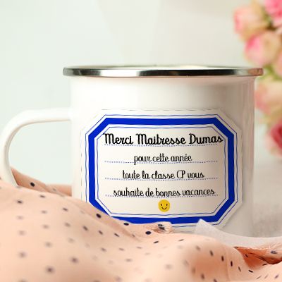 Mug émaillé personnalisé remerciements - Maîtresse, Maître et ATSEM