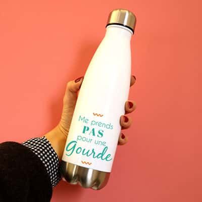 Gourde isotherme en inox personnalisable - Message