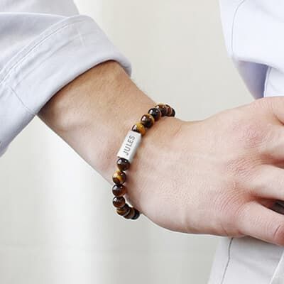 Bracelet pour homme Personnalisable - Perles Oeil de tigre