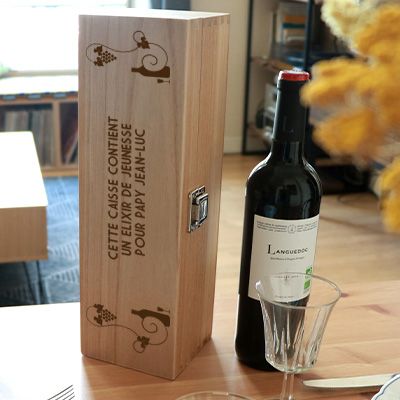Caisse à vin personnalisée message - Vigne