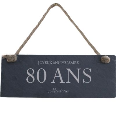 Plaque de porte en ardoise femme 80 ans