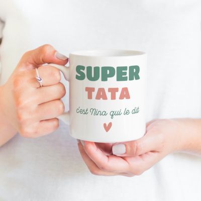 Cadeau tata  Idée cadeau de mug avec prénom super tata