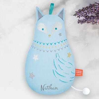 Peluche Musicale Brodée Personnalisable - Renard bleu