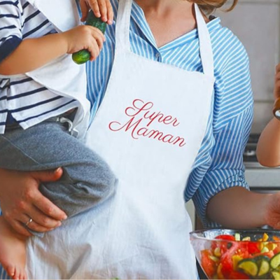 Tablier blanc - Super maman