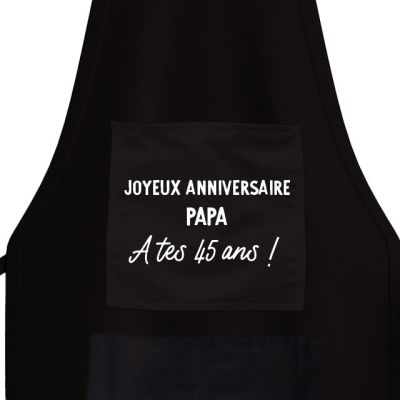 Tablier noir message papa 45 ans