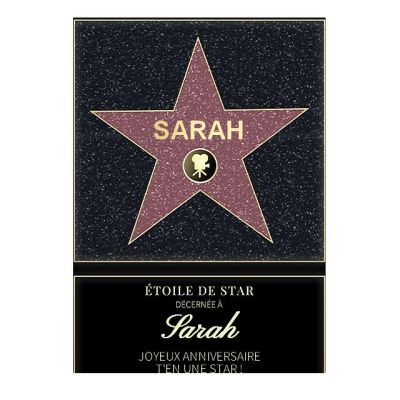 Affiche etoile de star personnalisée pour une Sarah