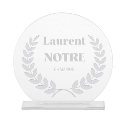 Trophée en verre personnalisé pour un Laurent