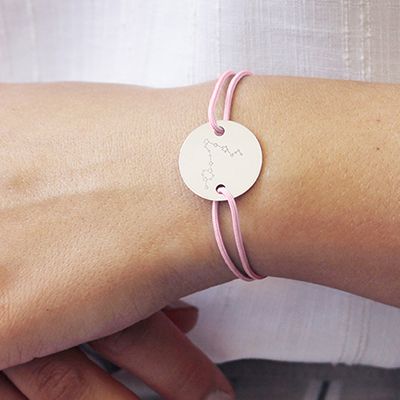 Bracelet cordon personnalisé Argent 925 - Constellations