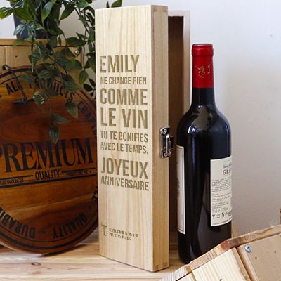 Caisse à vin personnalisée anniversaire - Citation