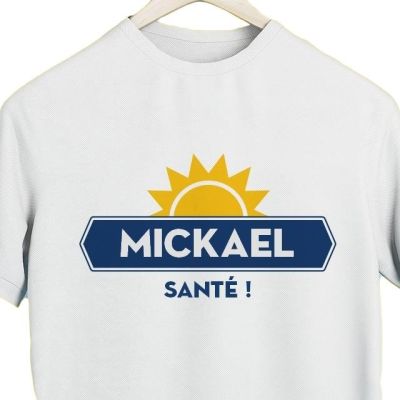 T-shirt blanc homme personnalisé pour un Mickael
