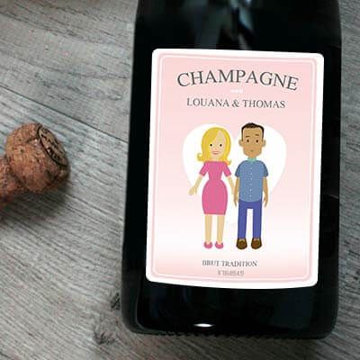 Bouteille de champagne personnalisée couple - Family Circus
