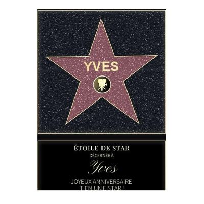 Affiche etoile de star personnalisée pour un Yves
