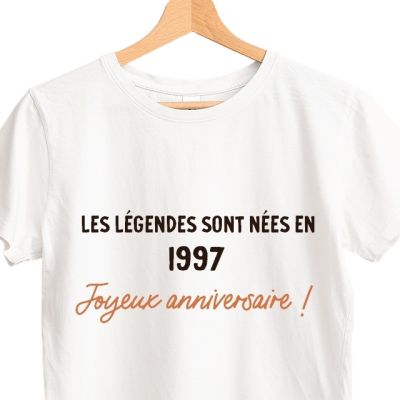 T-shirt blanc femme message générique femme née en 1997