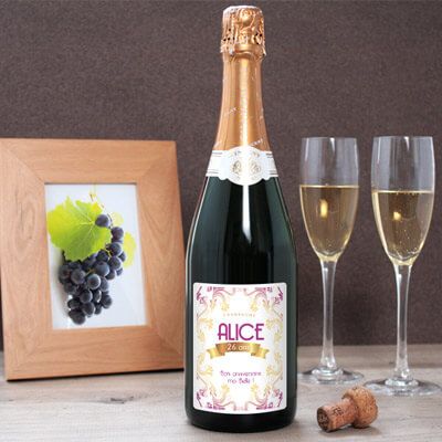 Bouteille de champagne personnalisée anniversaire - Rose