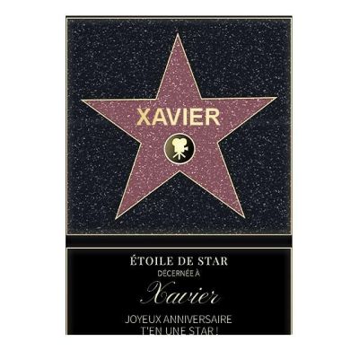 Affiche etoile de star personnalisée pour un Xavier