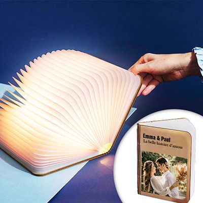 Lampe livre lumineux personnalisé photo - Couverture de livre