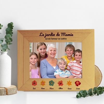 Cadre en bois personnalisé - Famille fleurs