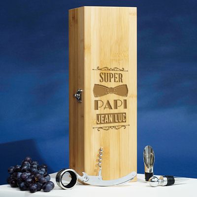 Coffret sommelier personnalisé - 4 accessoires - Meilleur Grand-Père
