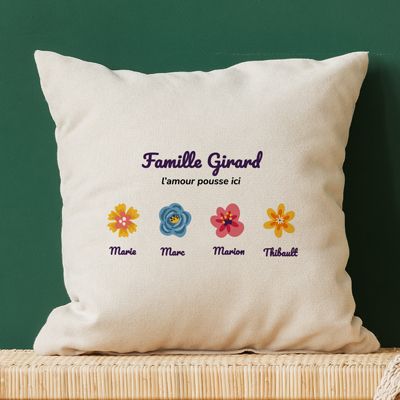 Coussin personnalisé - Famille fleurs