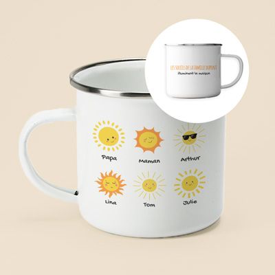 Mug émaillé personnalisé - Famille soleils
