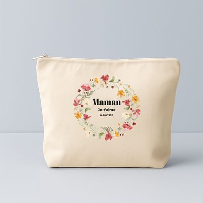 Trousse en coton personnalisée - Couronne Florale