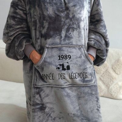Plaid à capuche panda homme né en 1989