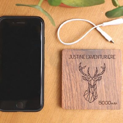 Batterie Externe en bois personnalisable 5000 mAh - Nature Connect