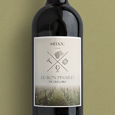 Bouteille de vin de Bordeaux personnalisée message - Vignes