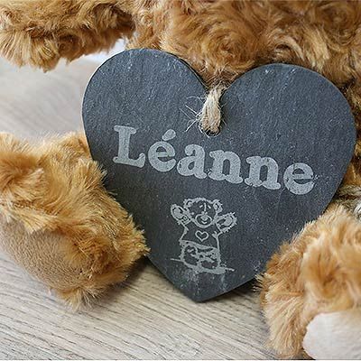 Coeur Ardoise à suspendre Teddy Bear