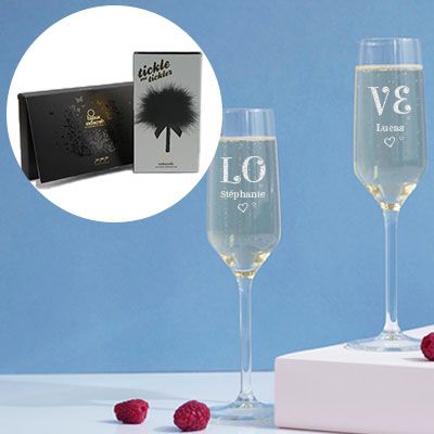 Flûtes à champagne personnalisées - Pack coquin Menottes
